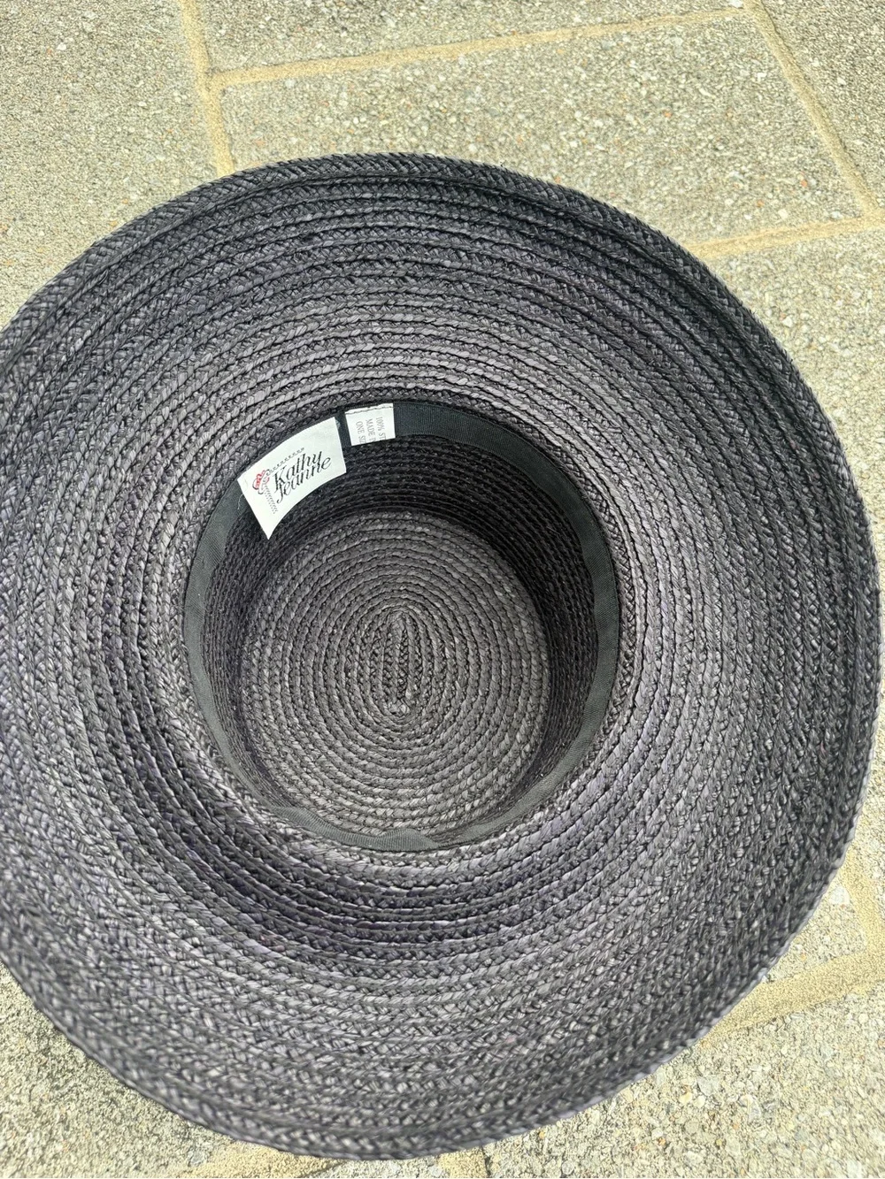 Vintage Classic navy blue Straw Sun Hat with Braided Trim